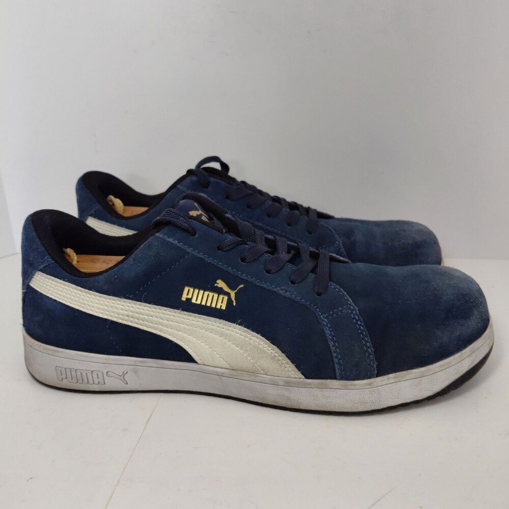 Puma Men's Iconic Suede Low Comp Toe Shoes-Navy Blue-Size: 10.5